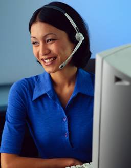 Woman at a call center